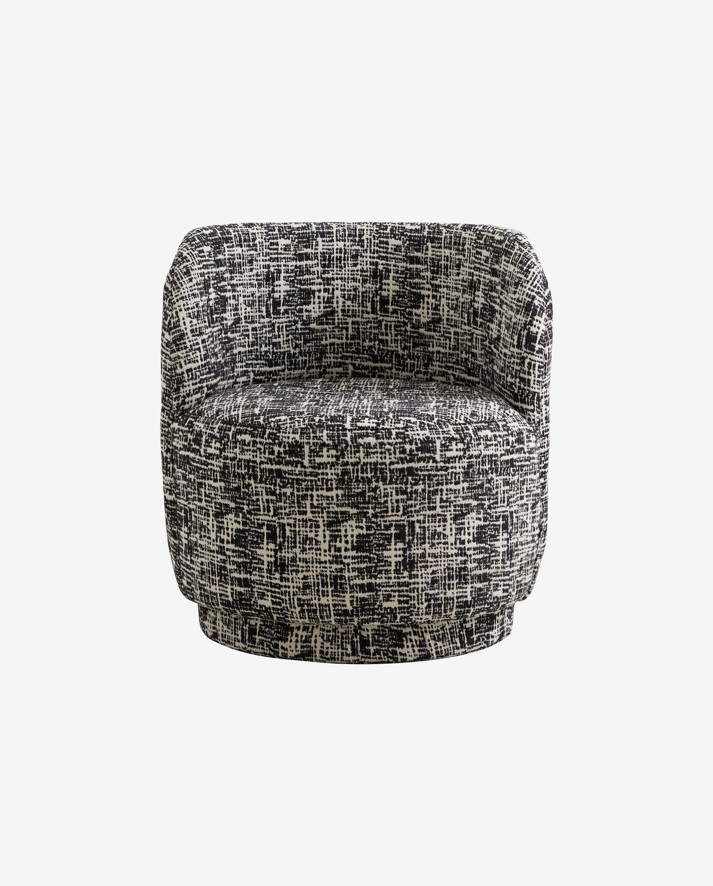 Fauteuil BOMU, recouvert de tissu noir et blanc