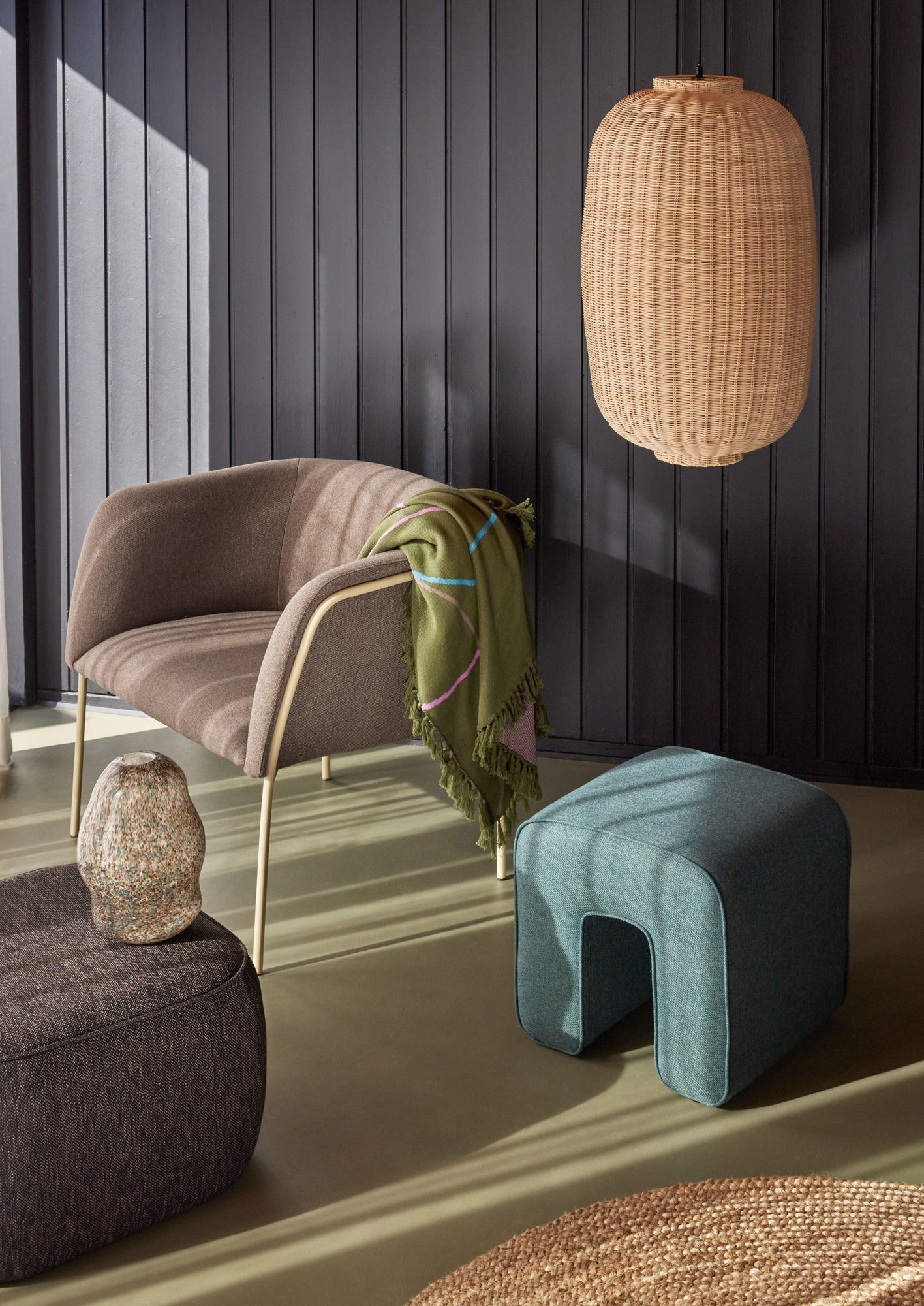 Pouf Cube en tissu marron foncé