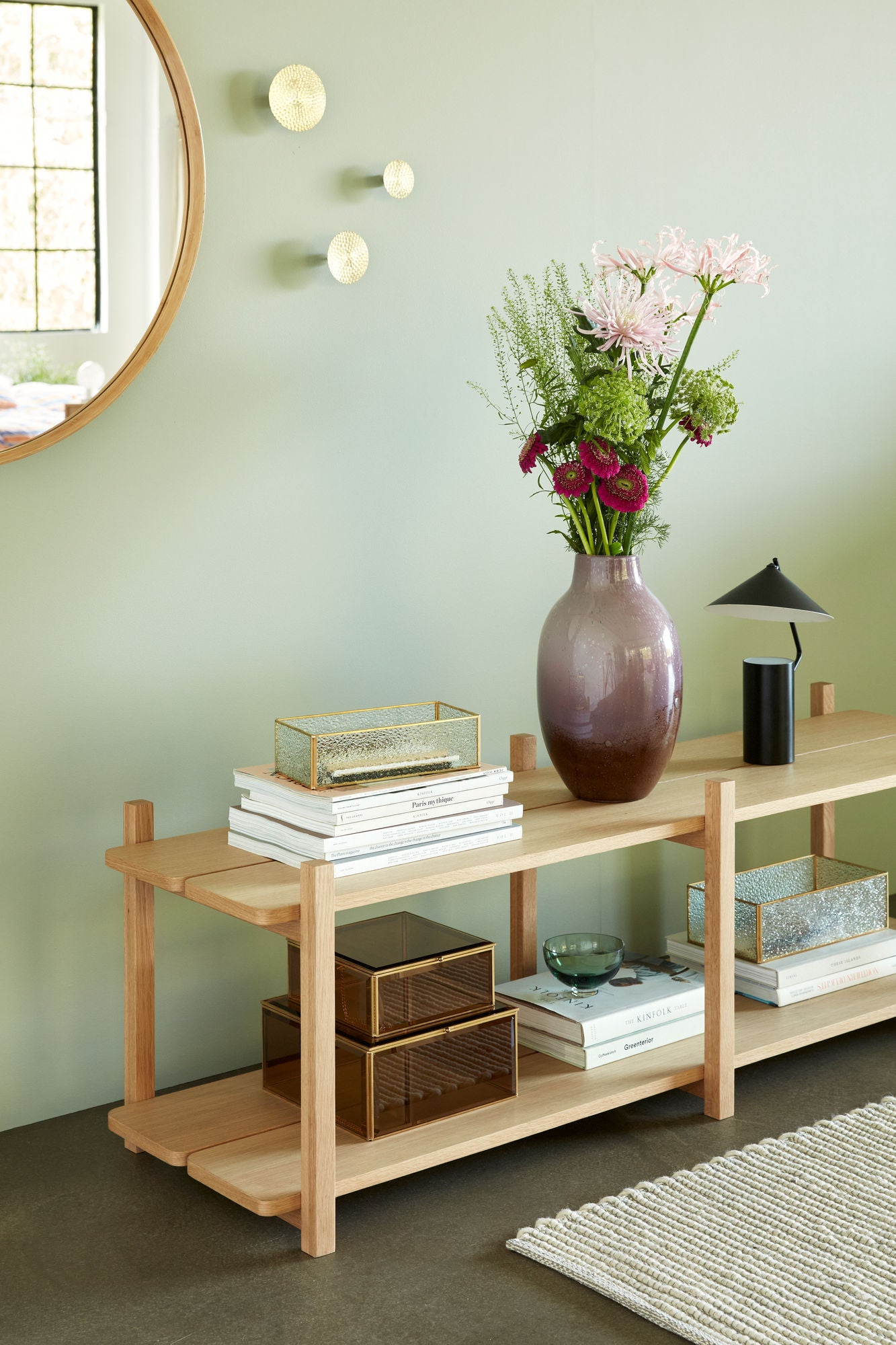 Etagère basse Mason double , en bois de Chêne Naturel