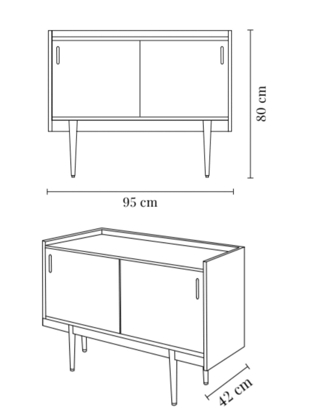 Petite enfilade en chêne 2 étagères, Série 1050
