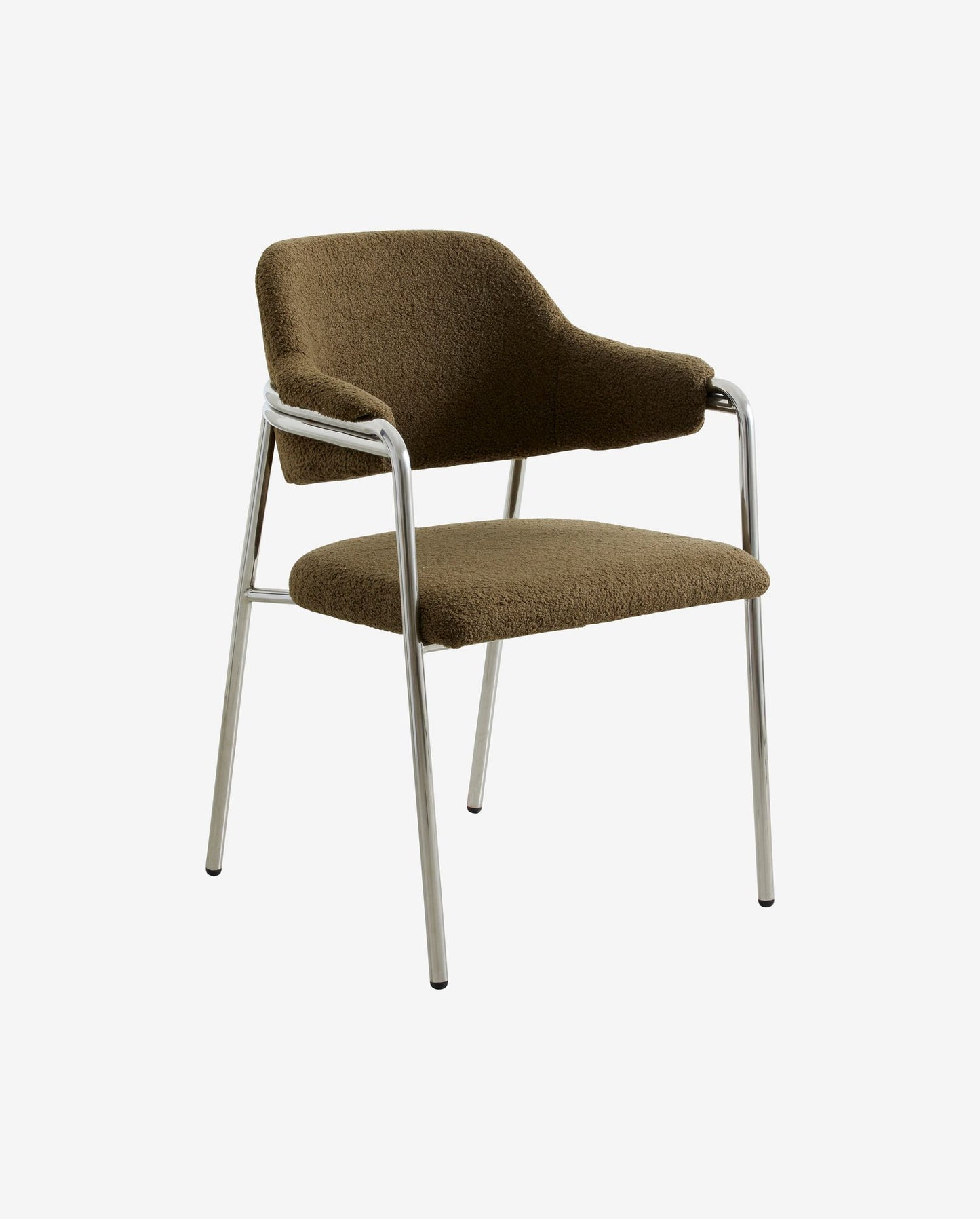 Chaise Albert en tissu peluche vert