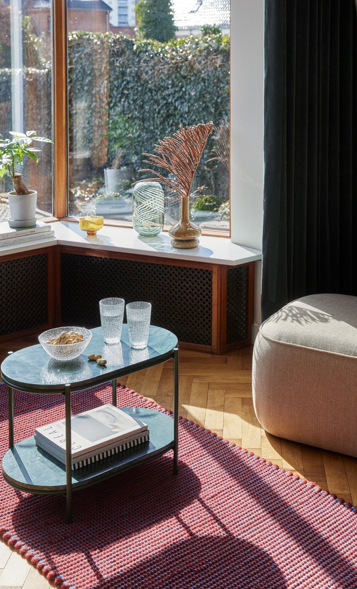 Pouf Cube en tissu beige