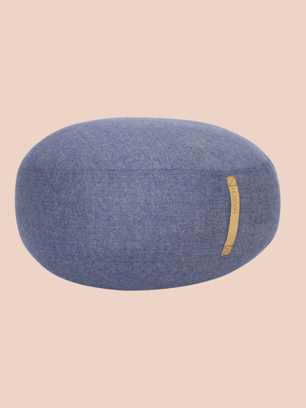 Pouf en laine avec une lanière en cuir Ø70 cm, Mochi