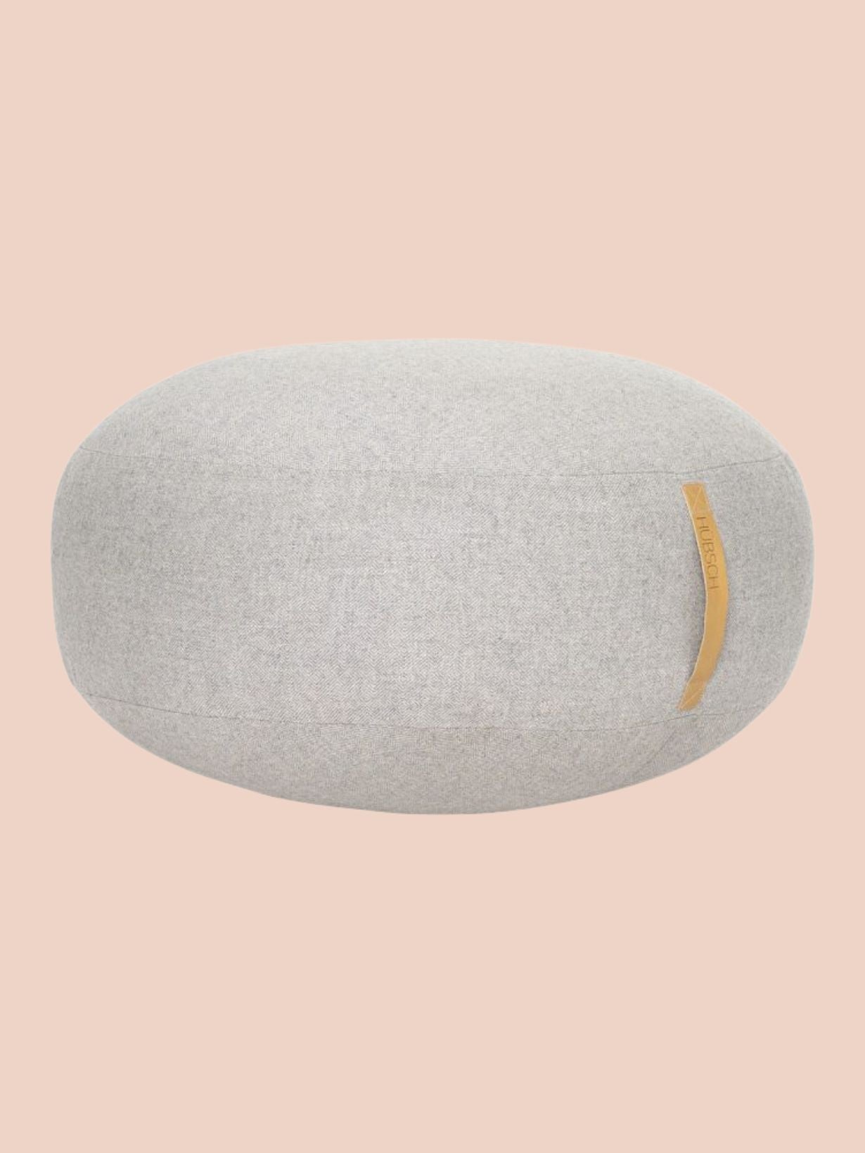 Pouf en laine avec une lanière en cuir Ø70 cm, Mochi