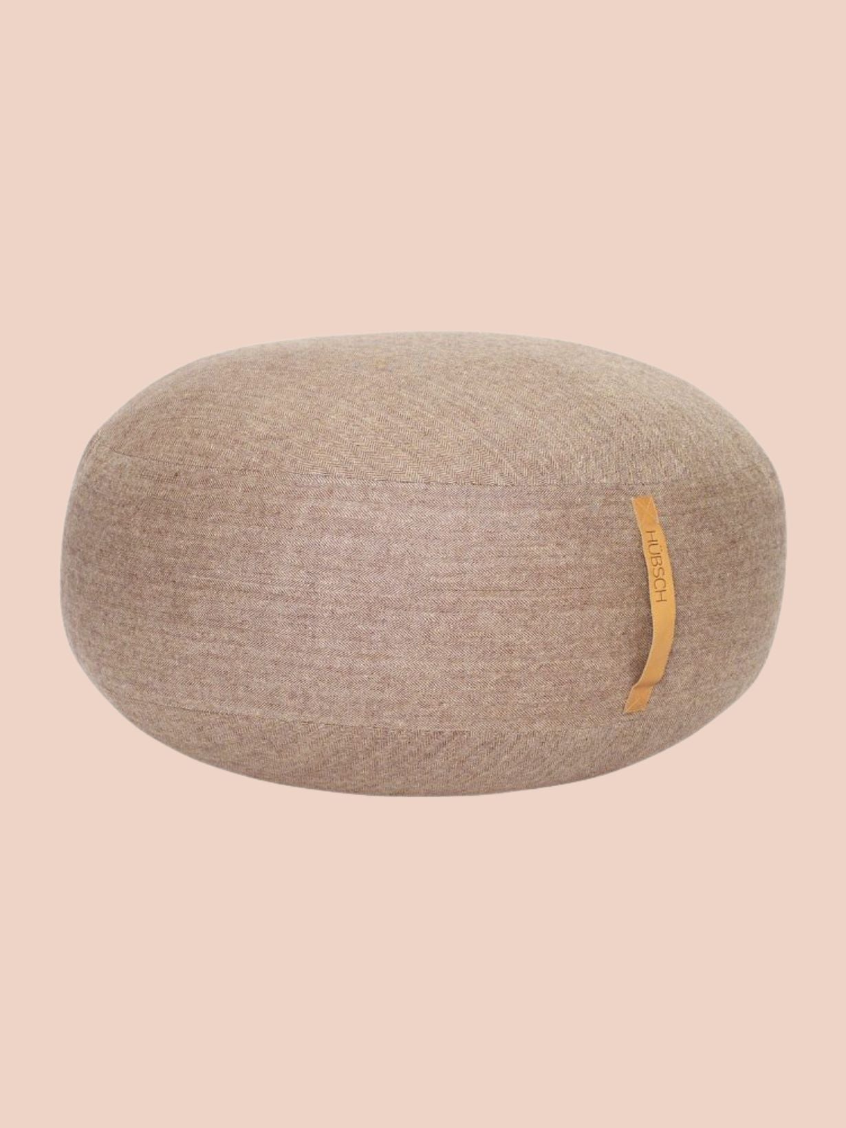 Pouf en laine avec une lanière en cuir Ø70 cm, Mochi