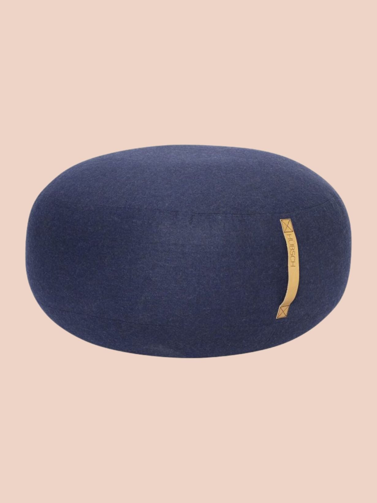 Pouf en laine avec une lanière en cuir Ø70 cm, Mochi