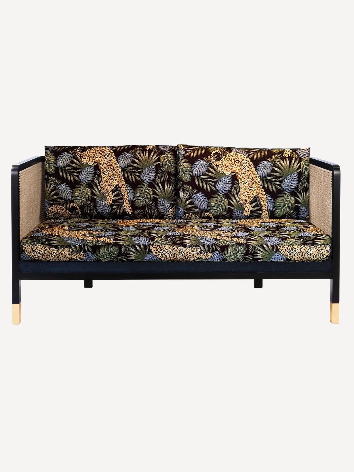 Canapé droit en tissu ou en velours, Cannage 160 cm
