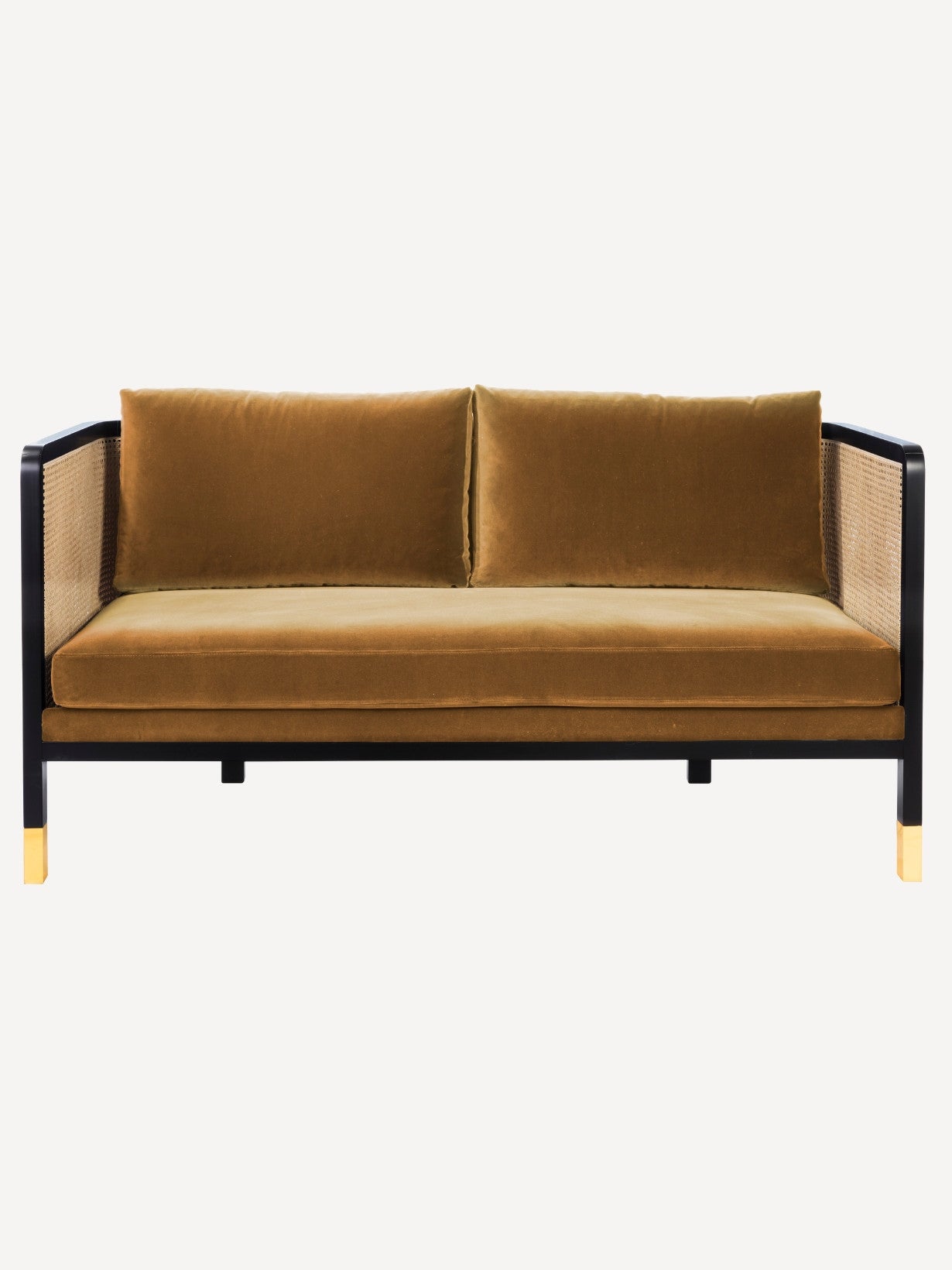 Canapé droit en tissu ou en velours, Cannage 160 cm