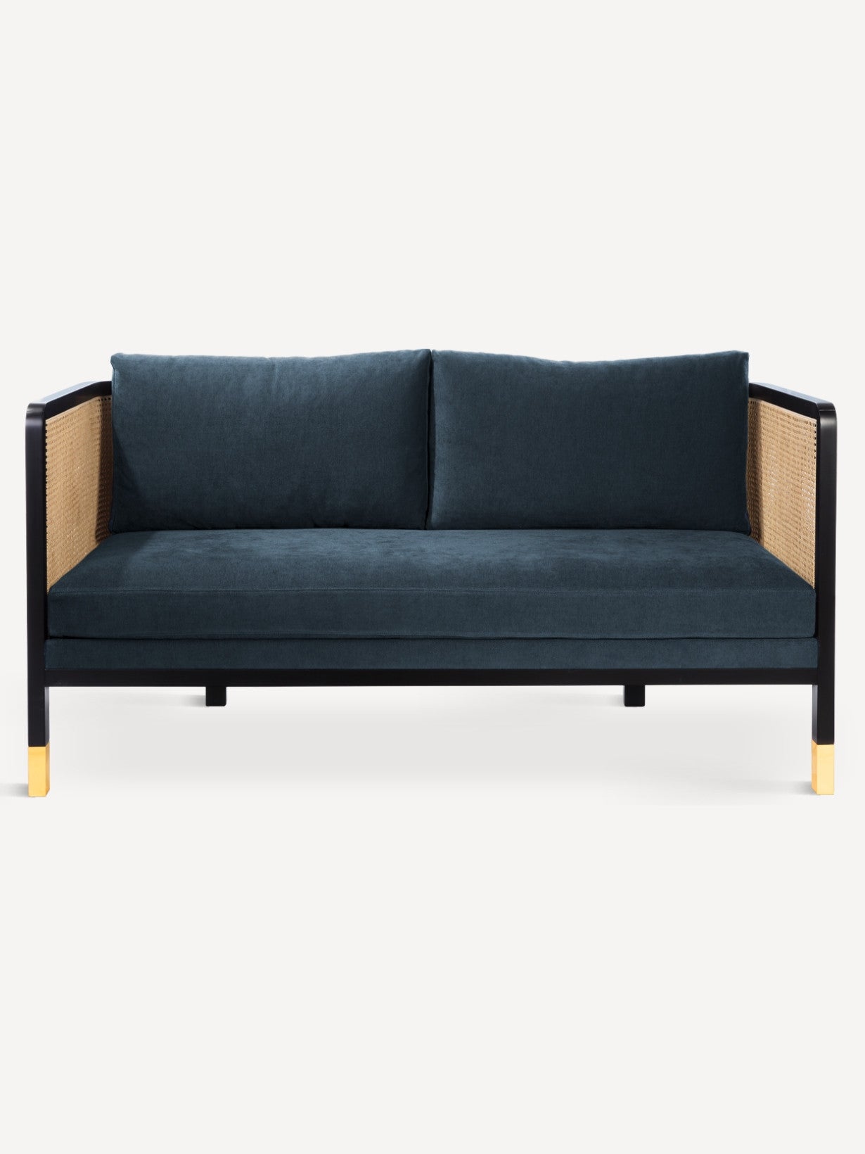 Canapé droit en tissu ou en velours, Cannage 160 cm