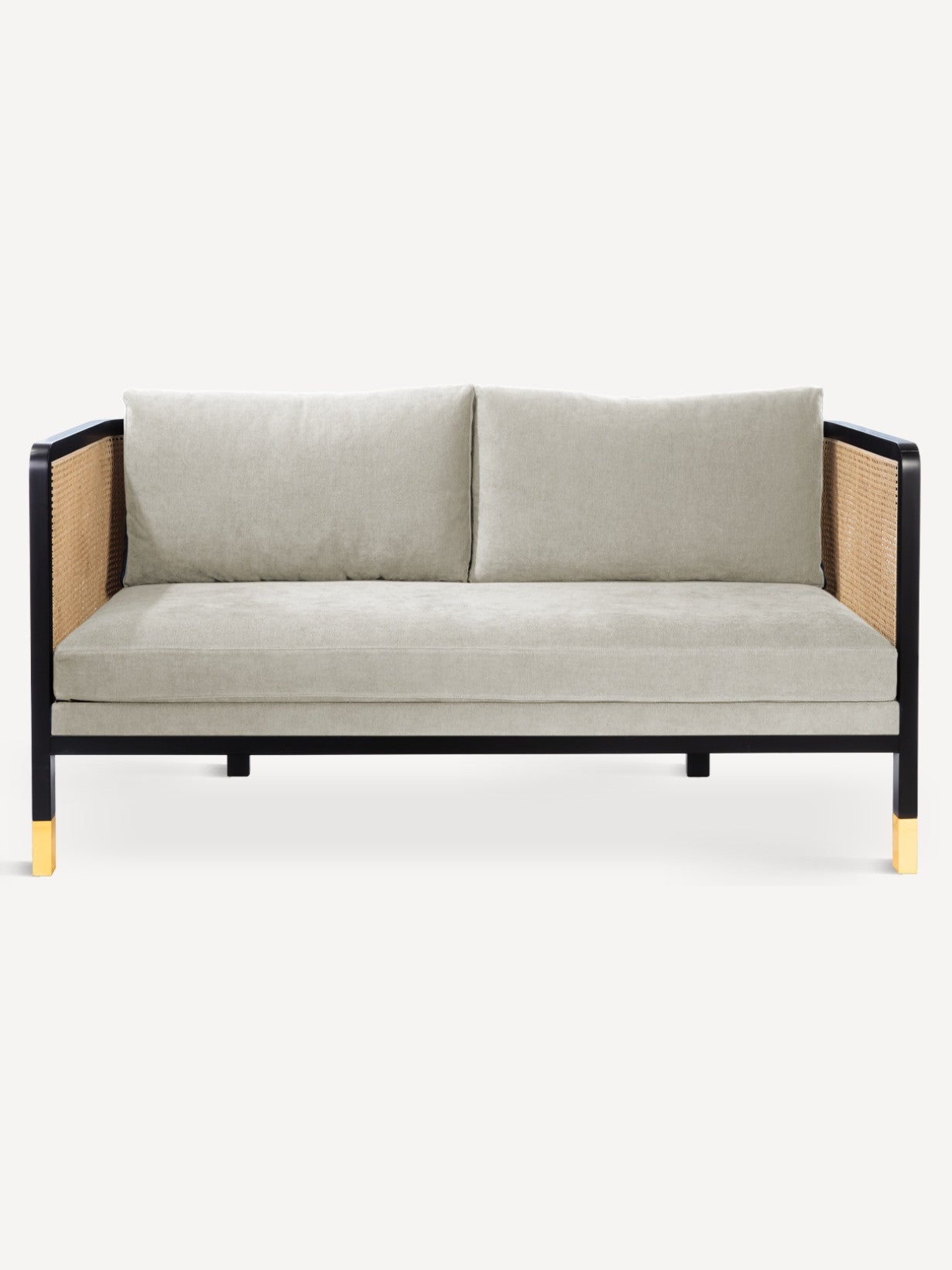 Canapé droit en tissu ou en velours, Cannage 160 cm