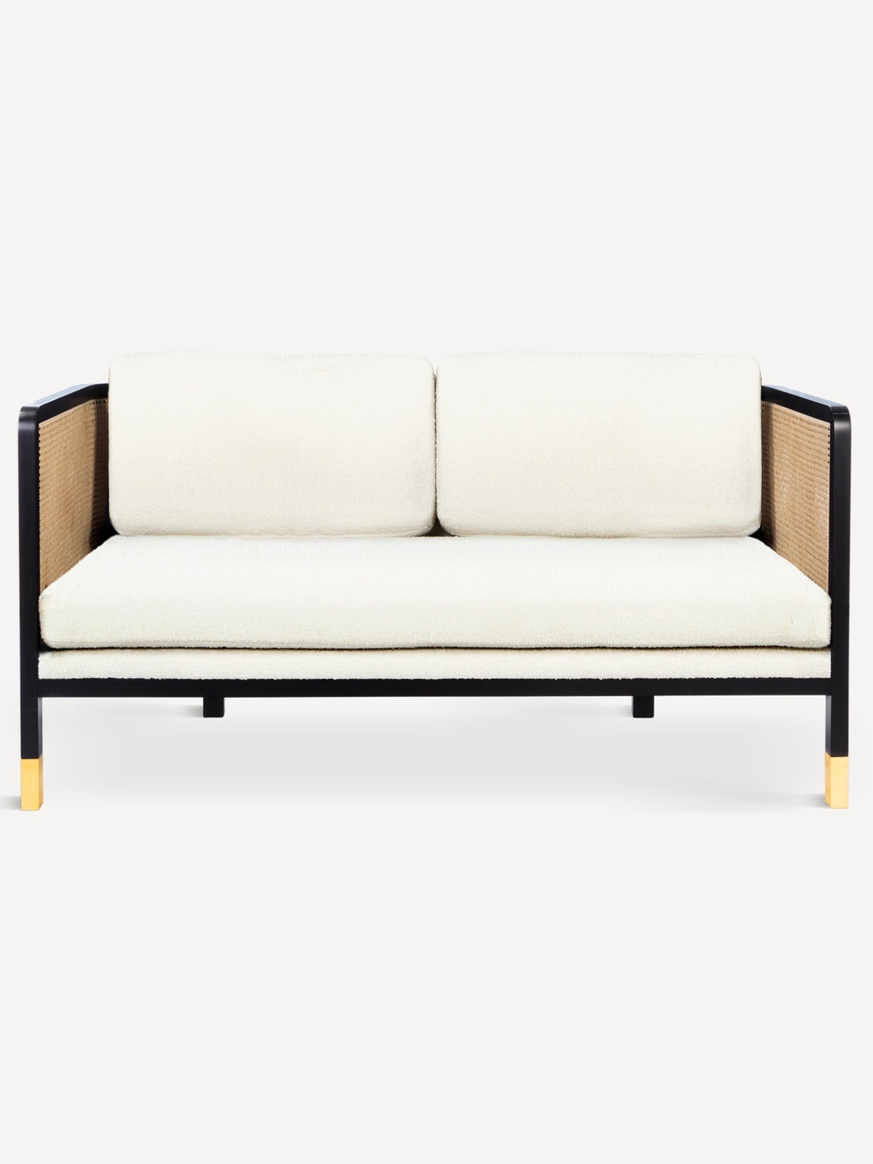 Canapé droit en tissu ou en velours, Cannage 160 cm