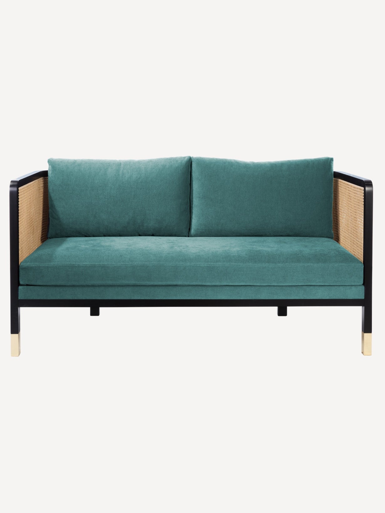 Canapé droit en tissu ou en velours, Cannage 160 cm