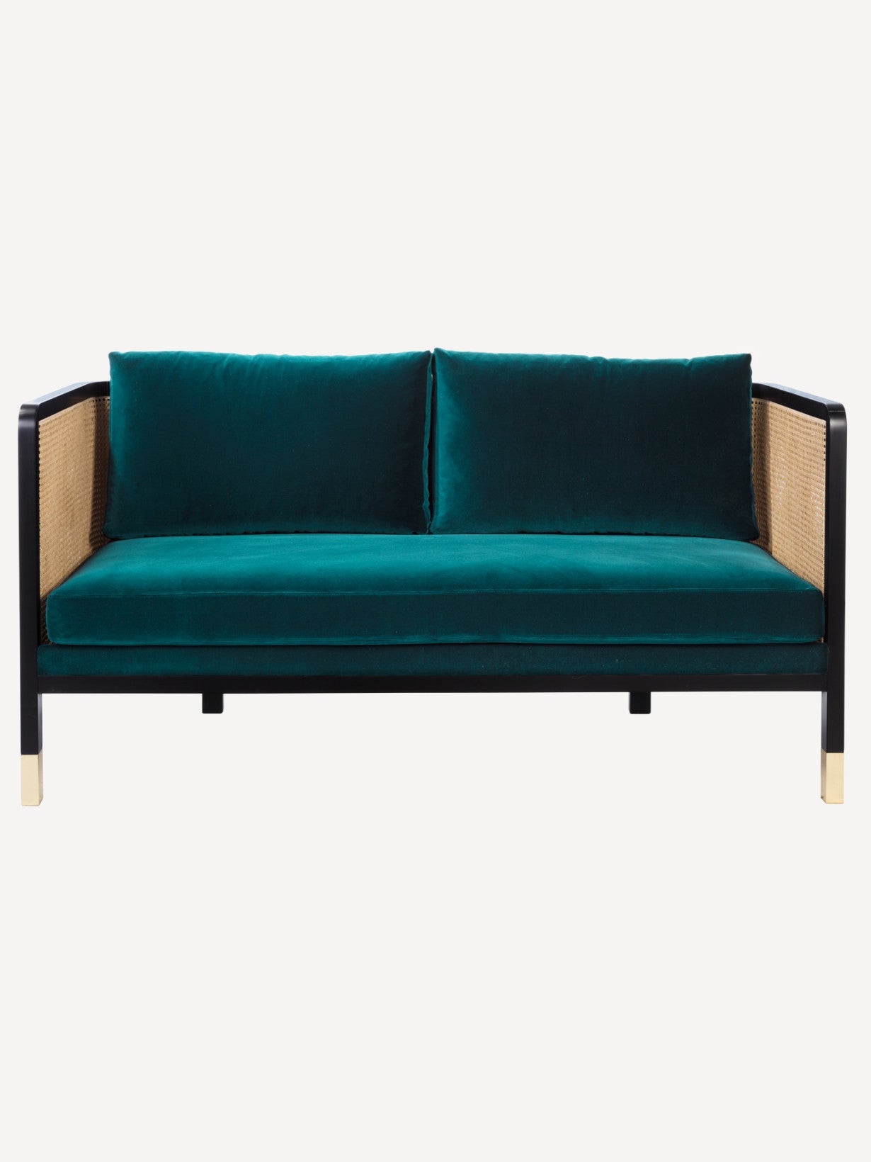 Canapé droit en tissu ou en velours, Cannage 160 cm