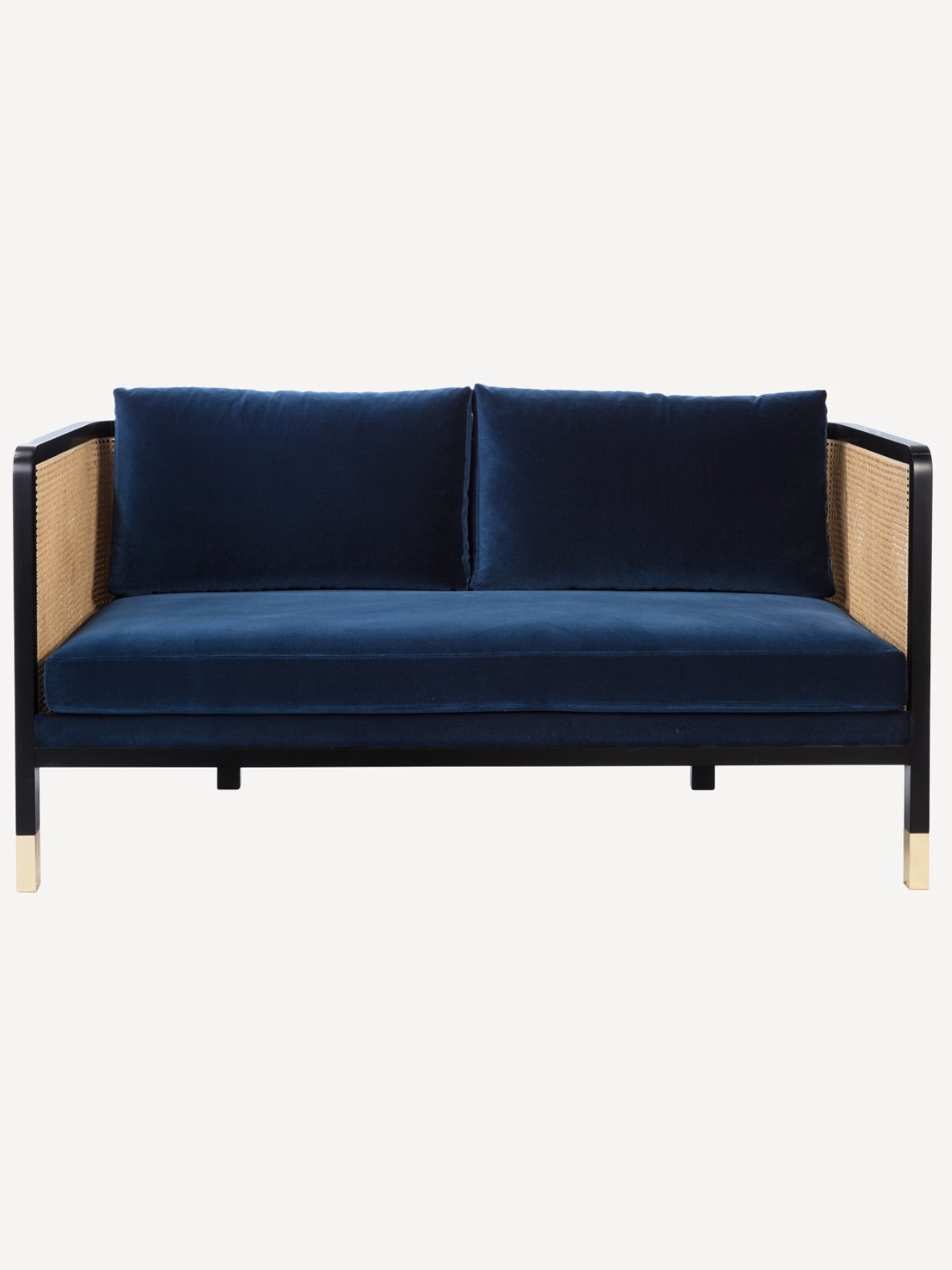Canapé droit en tissu ou en velours, Cannage 160 cm