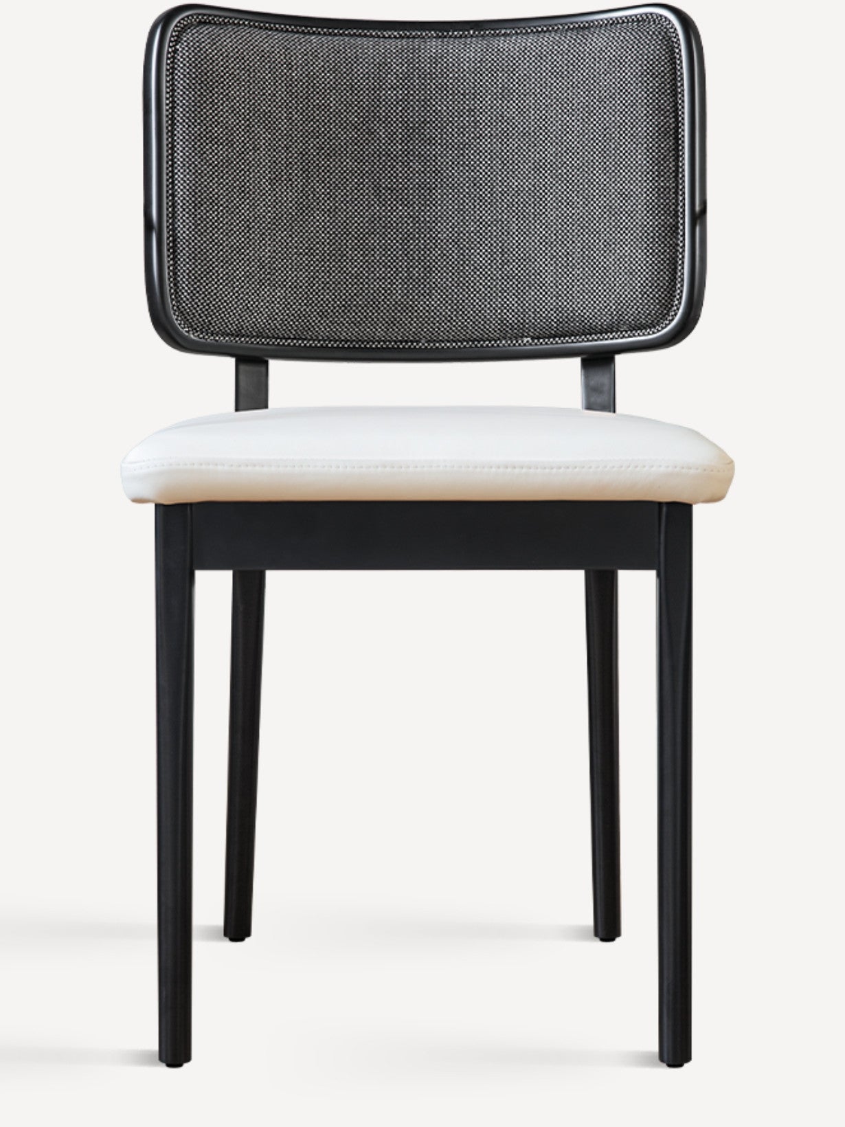 Chaise chêne noir en cuir et tissu / Tapissier