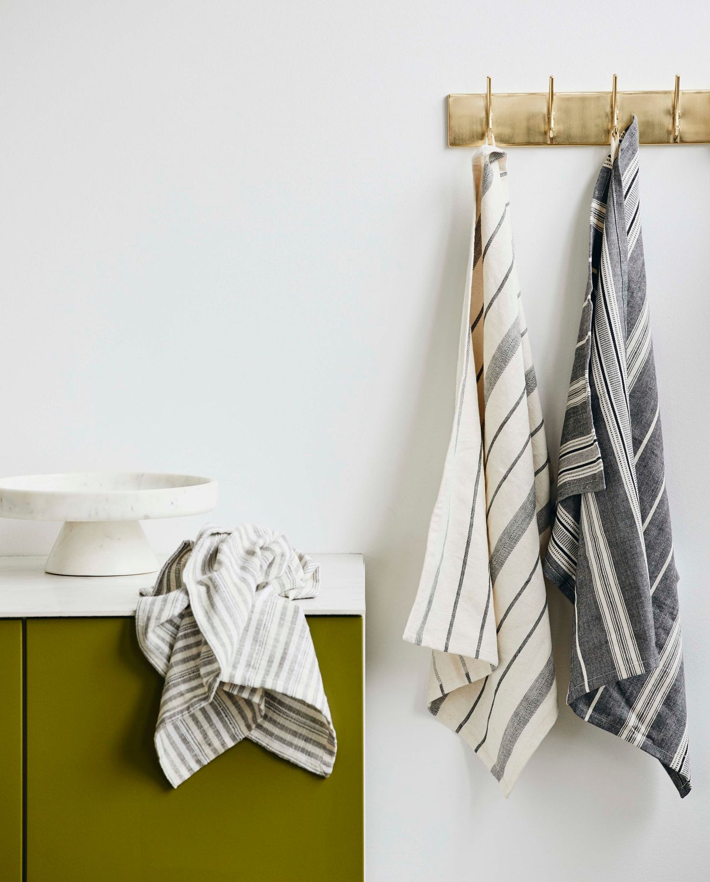 Nordal A/S ORION tea towel, off white/black stripes