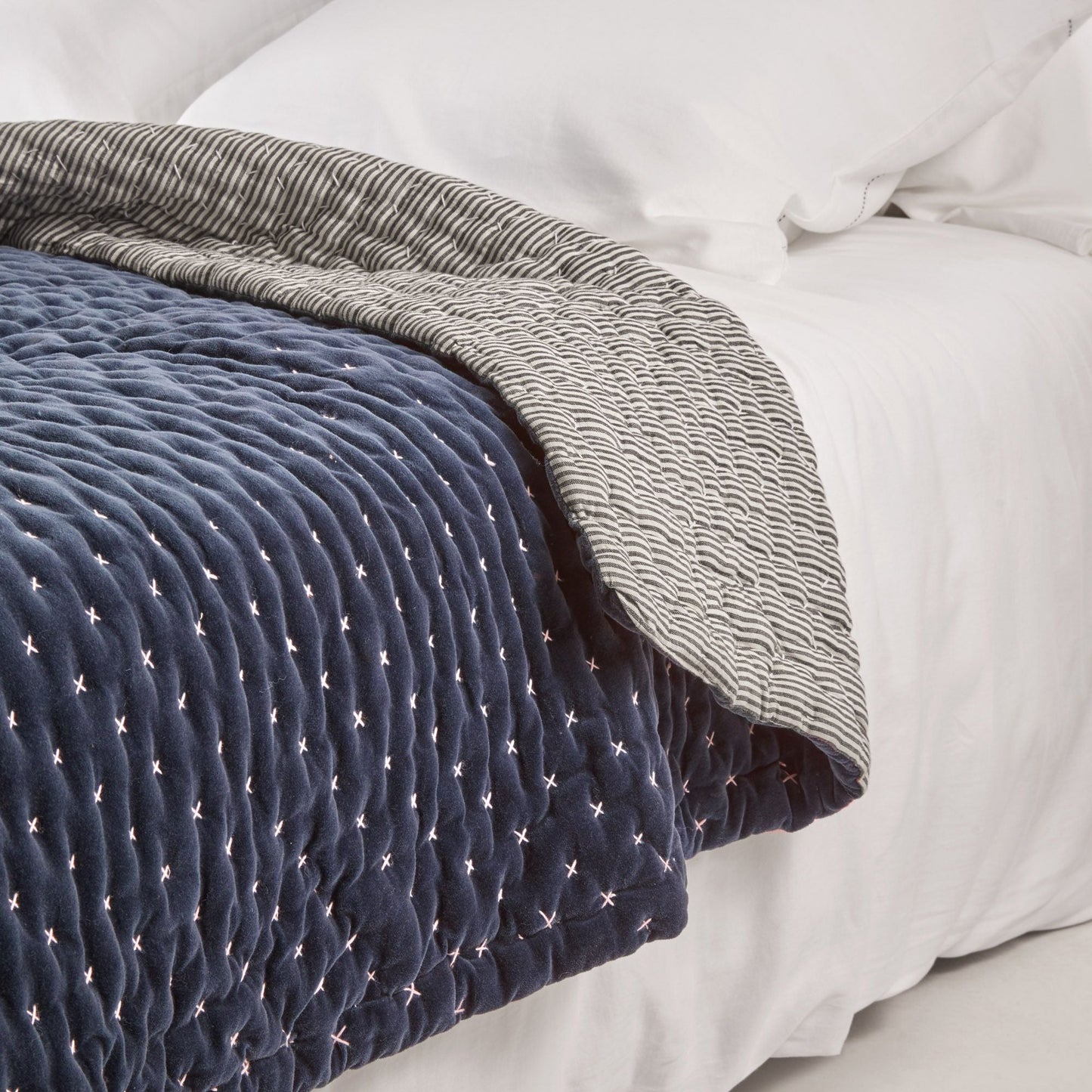 Couvre-lit matelassé MALO bleu nuit