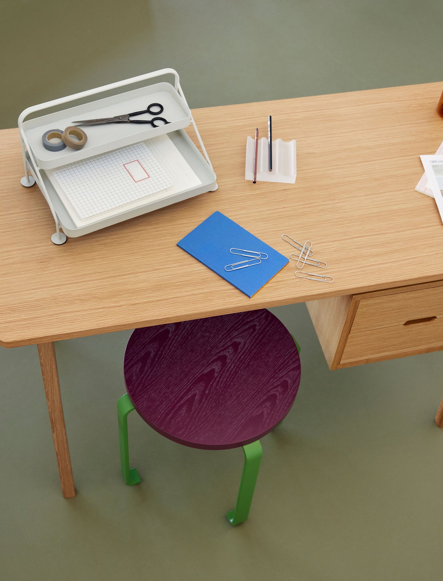 Bureau Architecte en placage de chêne Naturel