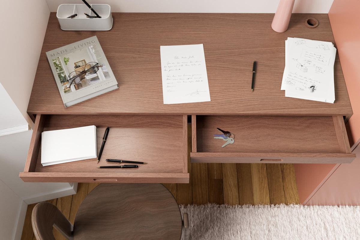 Disponible en 3 bois & 6 dimensions · Plateau Secretary Noyer naturel
