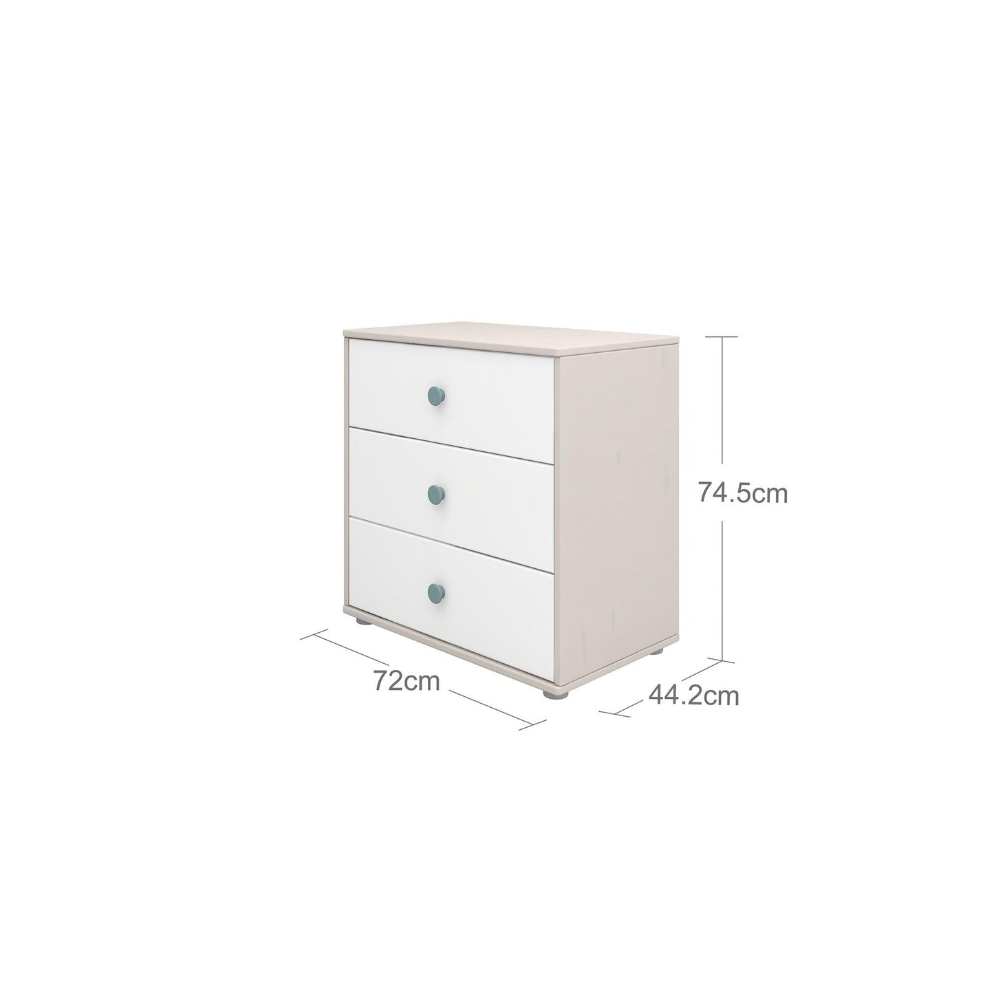 Commode trois tiroirs avec pieds, collection Classique