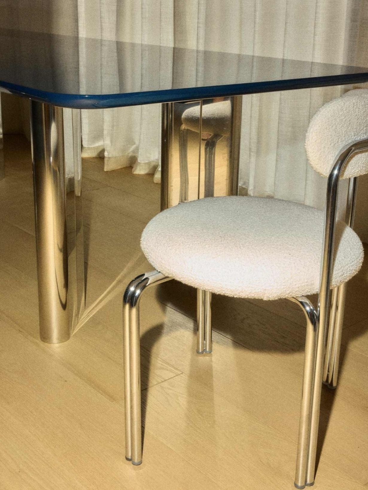 Chrome-plated steel table chair, Violette