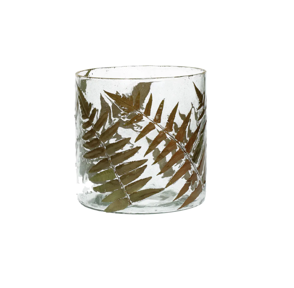 Photophore en verre imprimé nature, Fern