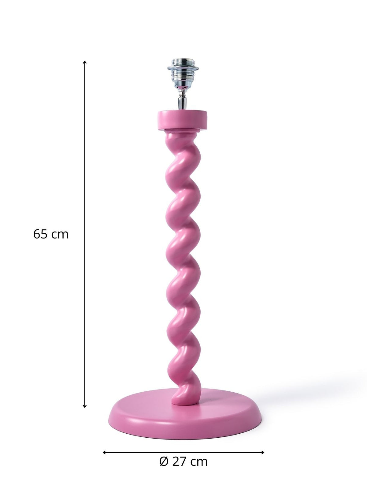Grande lampe avec pied rose et abat-jour vert, Twister Ø35cm