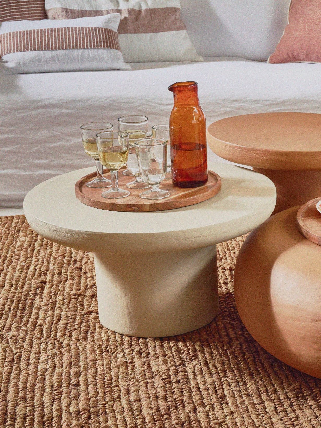 Table basse enduit à la chaux, Piastro H32 x Ø60cm
