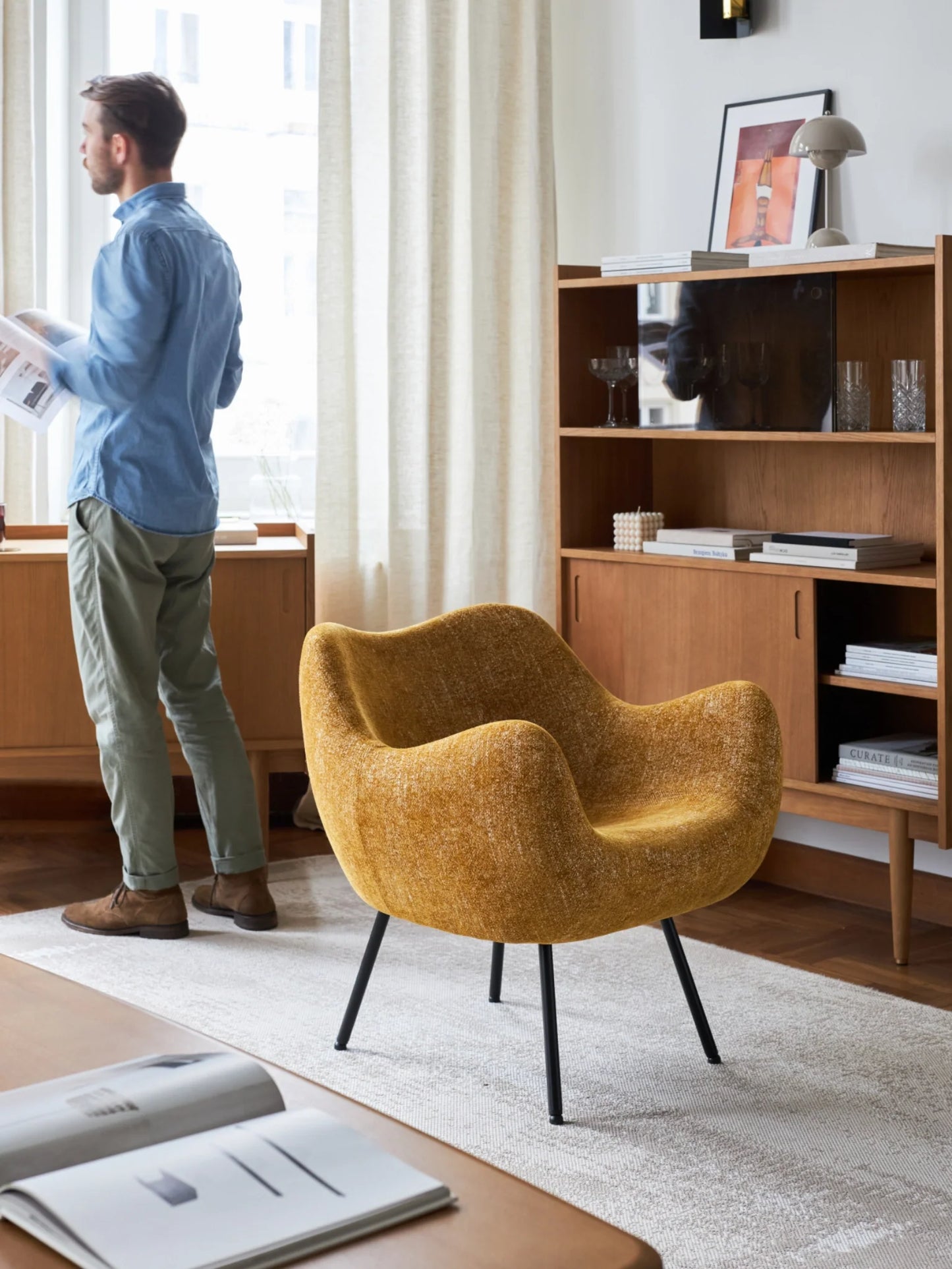 RM58 Soft Armchair in Marble Mustard