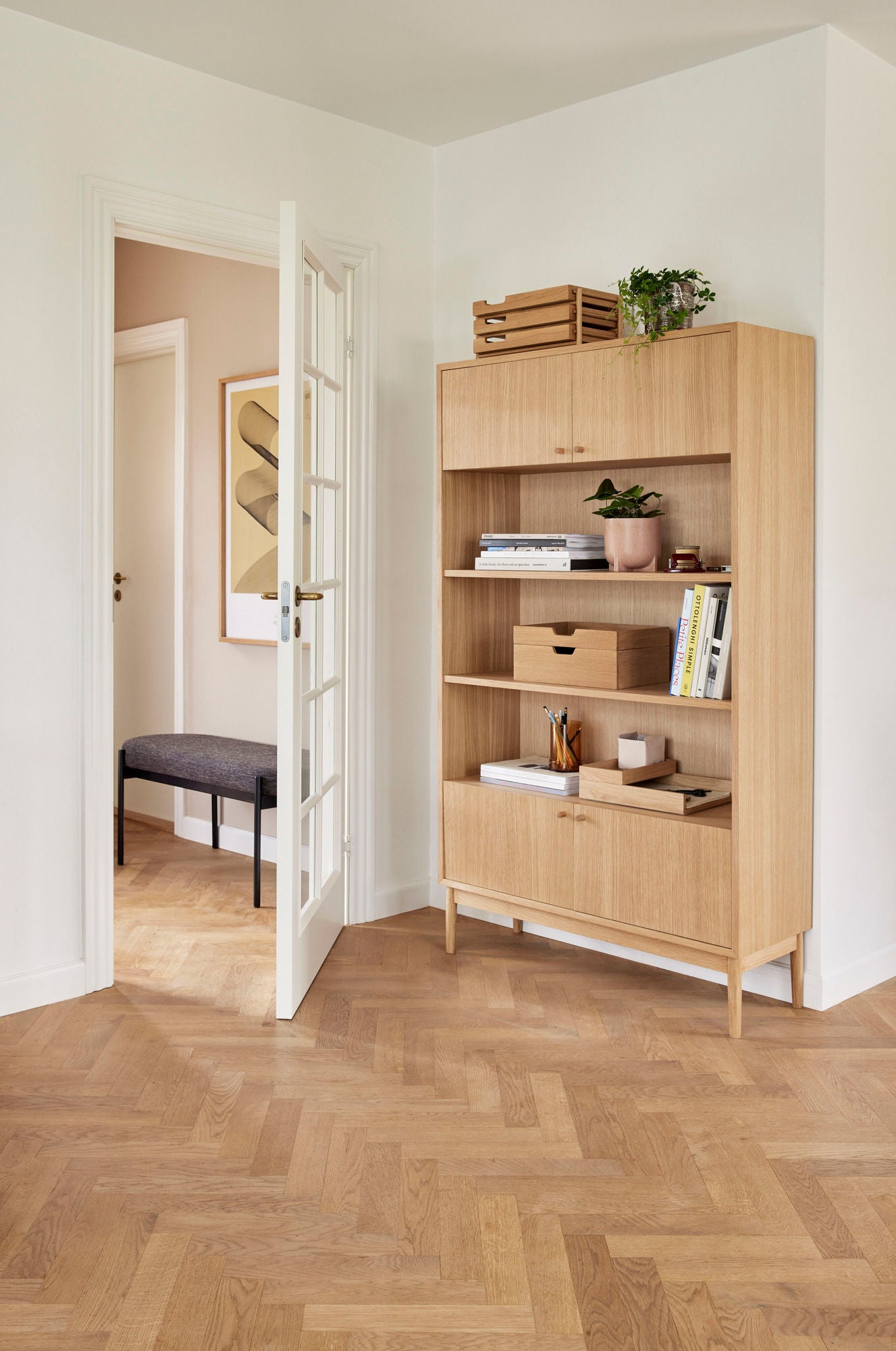 Etagère en placage de chêne naturel