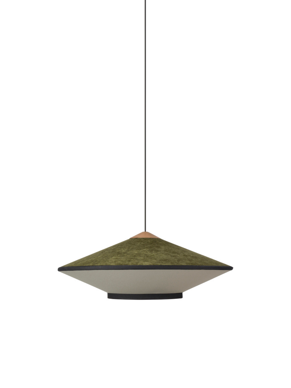 Suspension Cymbal M de chez Forestier en velours et bambou