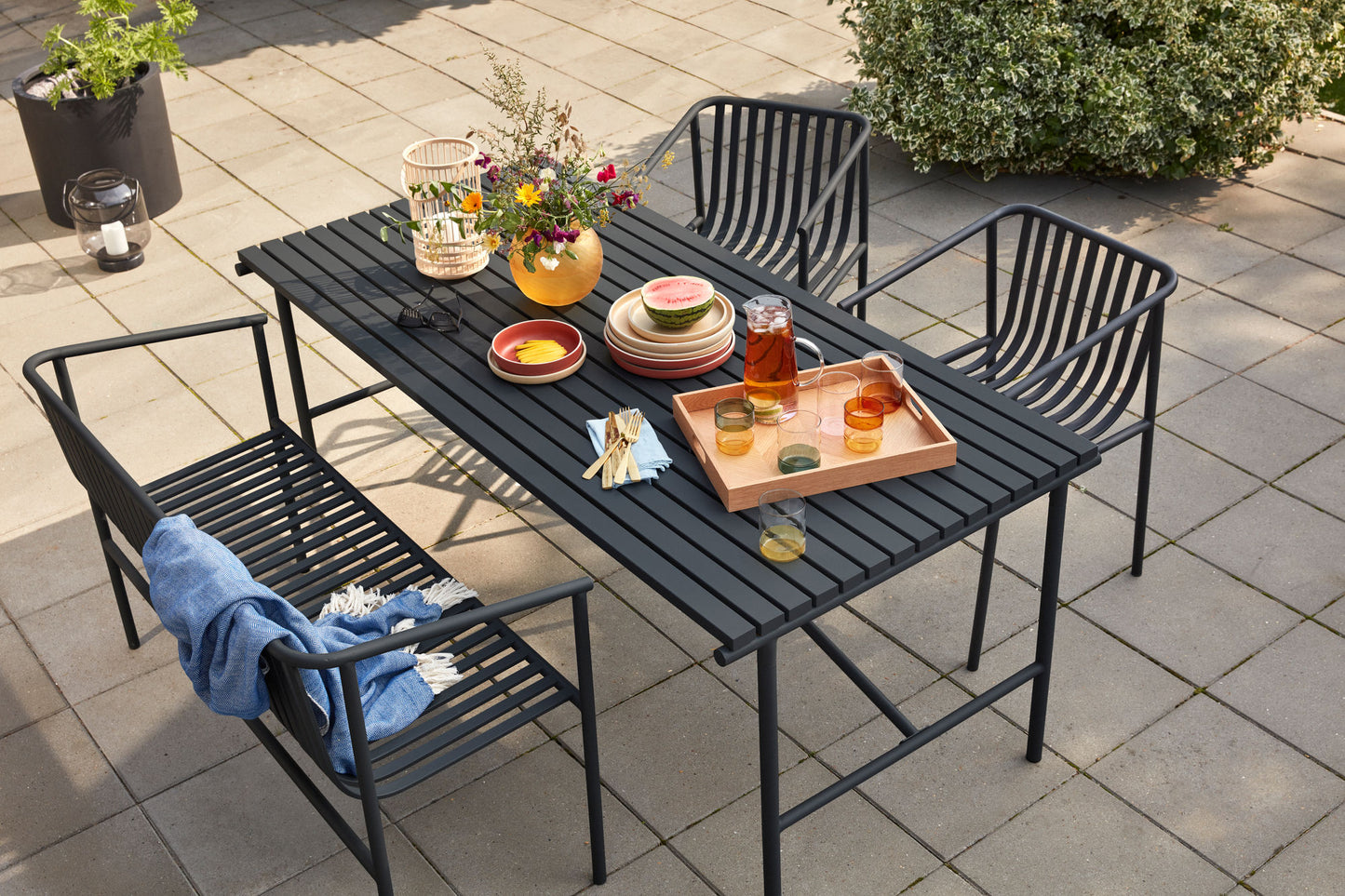Chaise de jardin en métal noir Villa