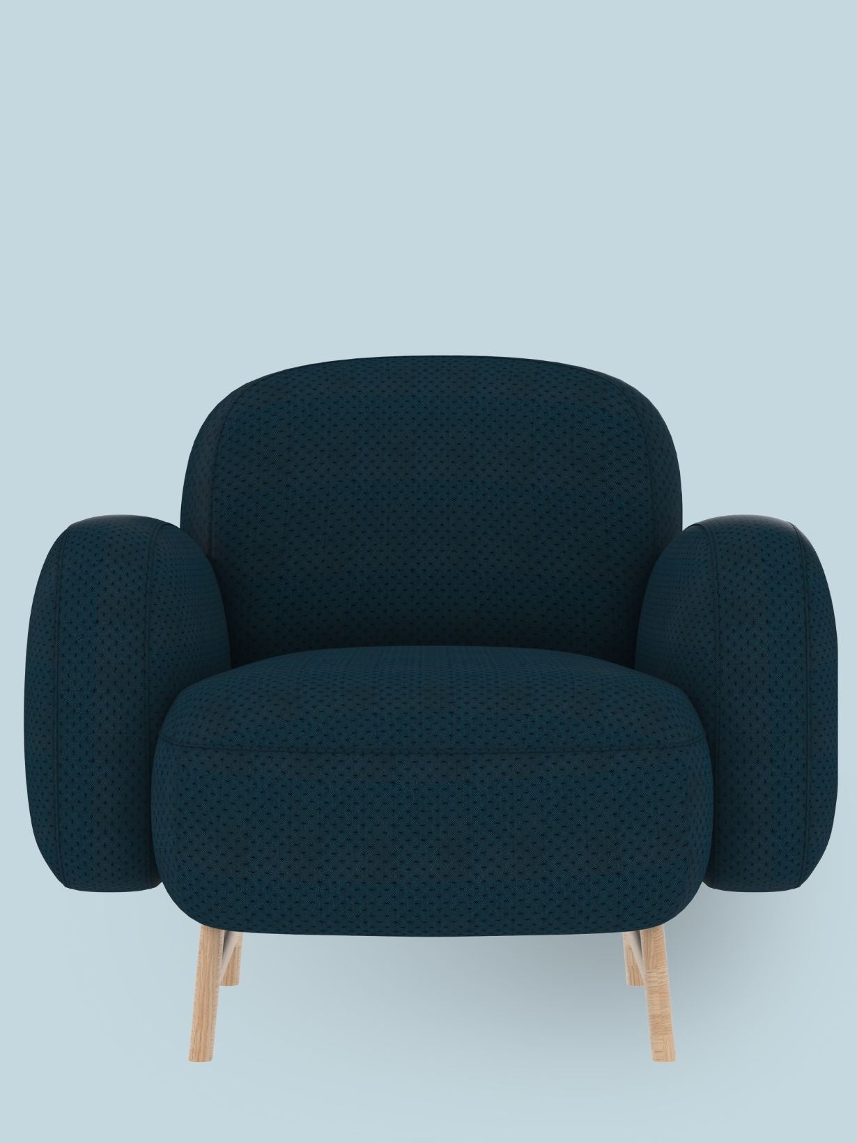 Fauteuil en bois massif recouvert de tissu, Auguste