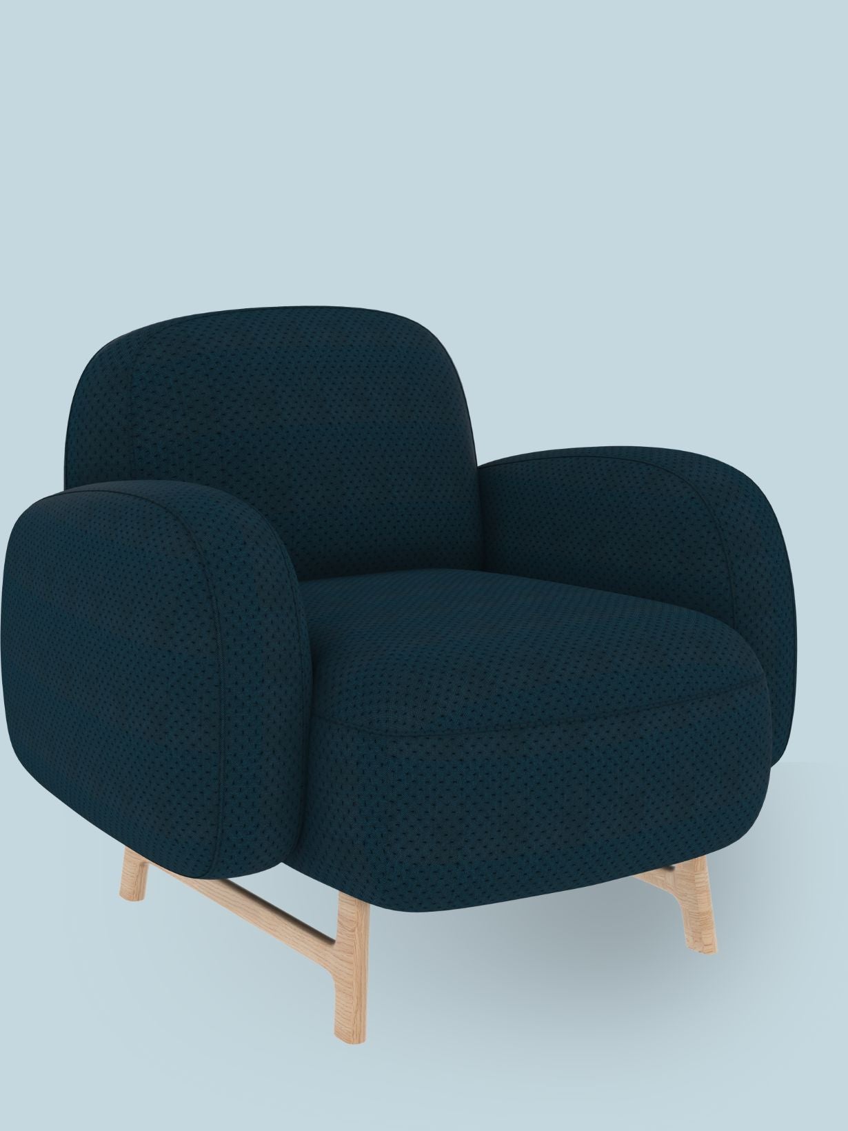 Fauteuil en bois massif recouvert de tissu, Auguste