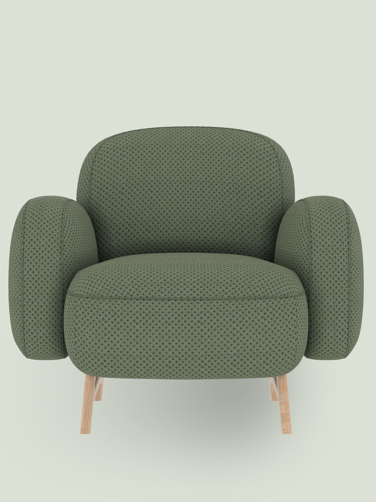 Fauteuil en bois massif recouvert de tissu, Auguste