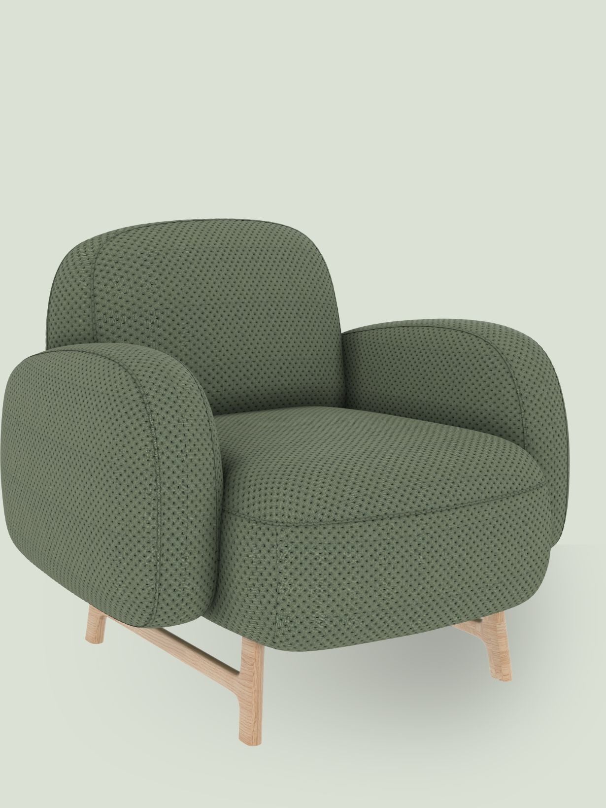 Fauteuil en bois massif recouvert de tissu, Auguste