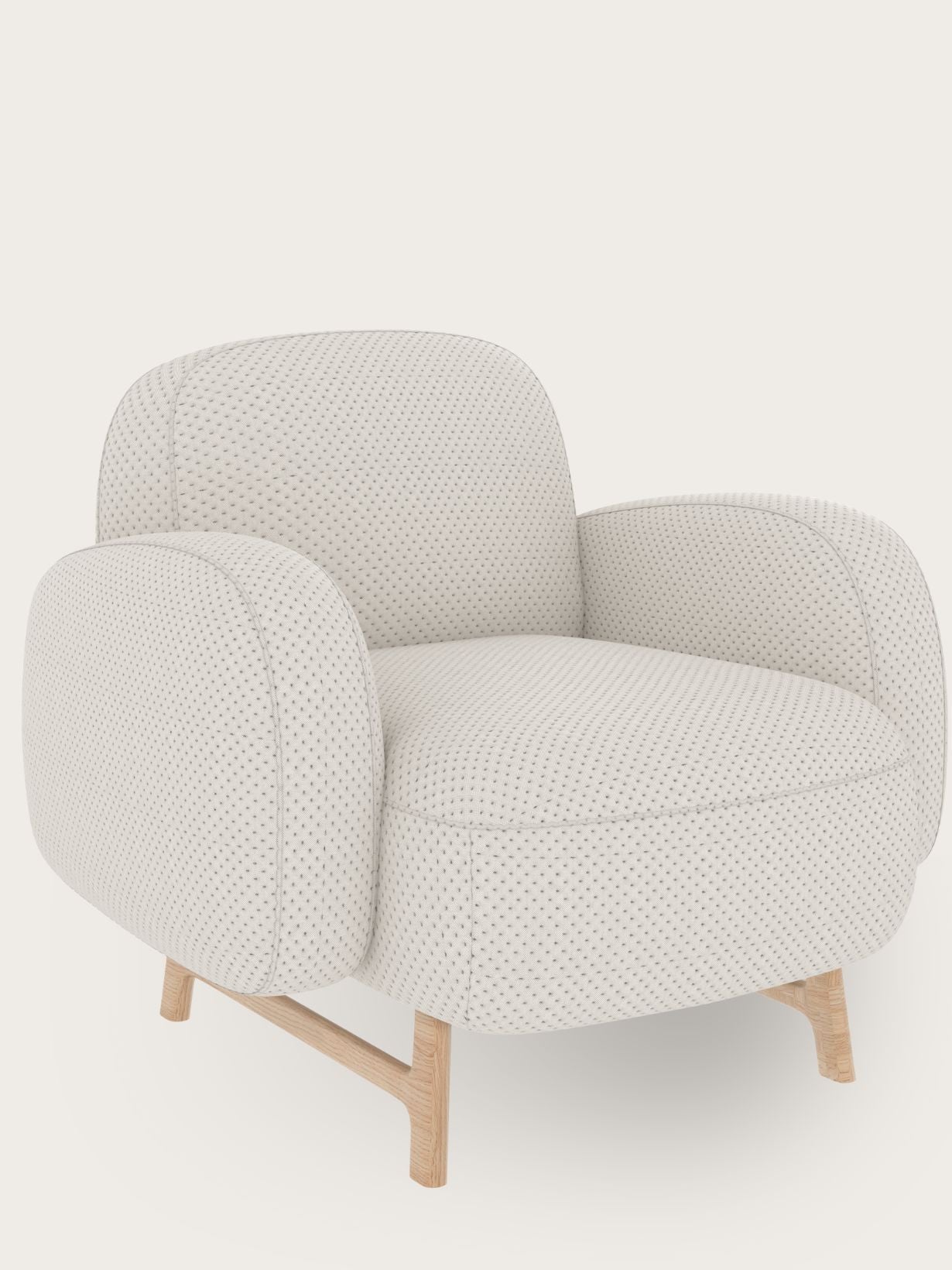 Fauteuil en bois massif recouvert de tissu, Auguste