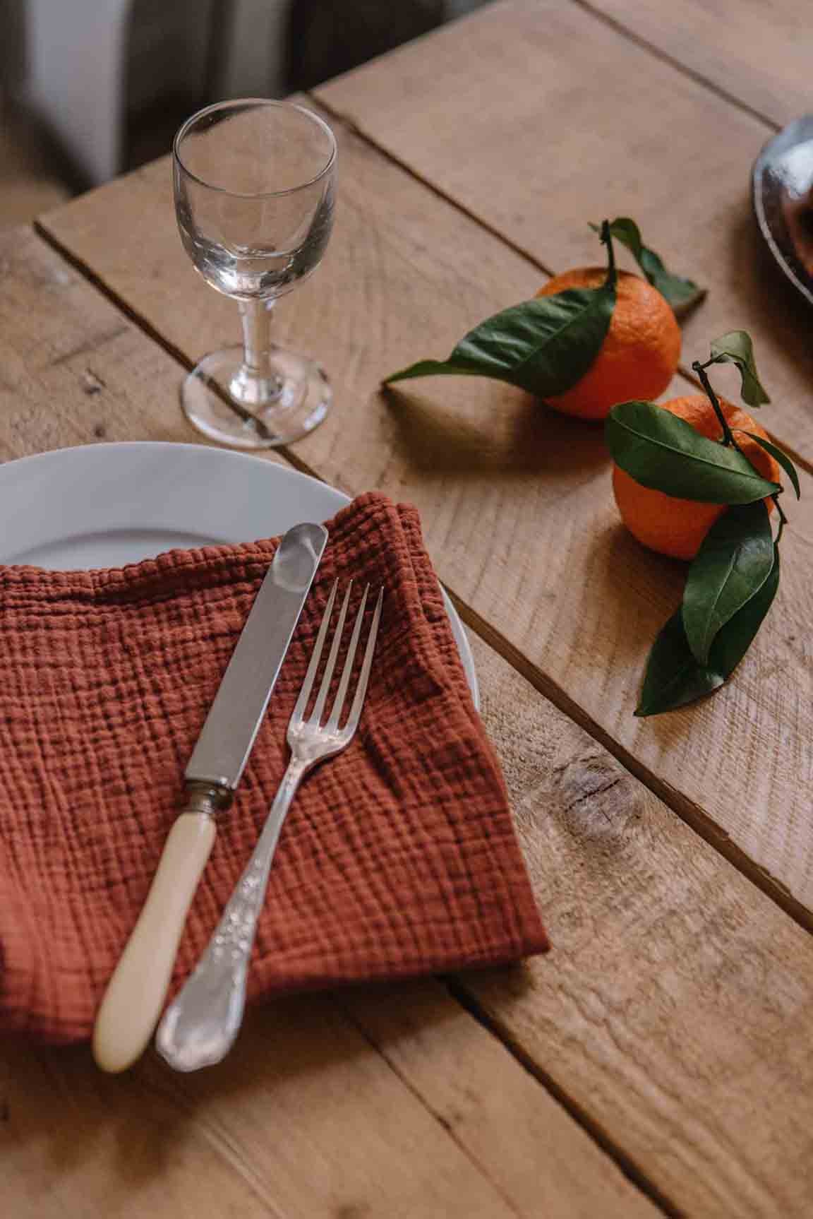 Serviettes de table en double gaze de coton rouille (lot de 2)