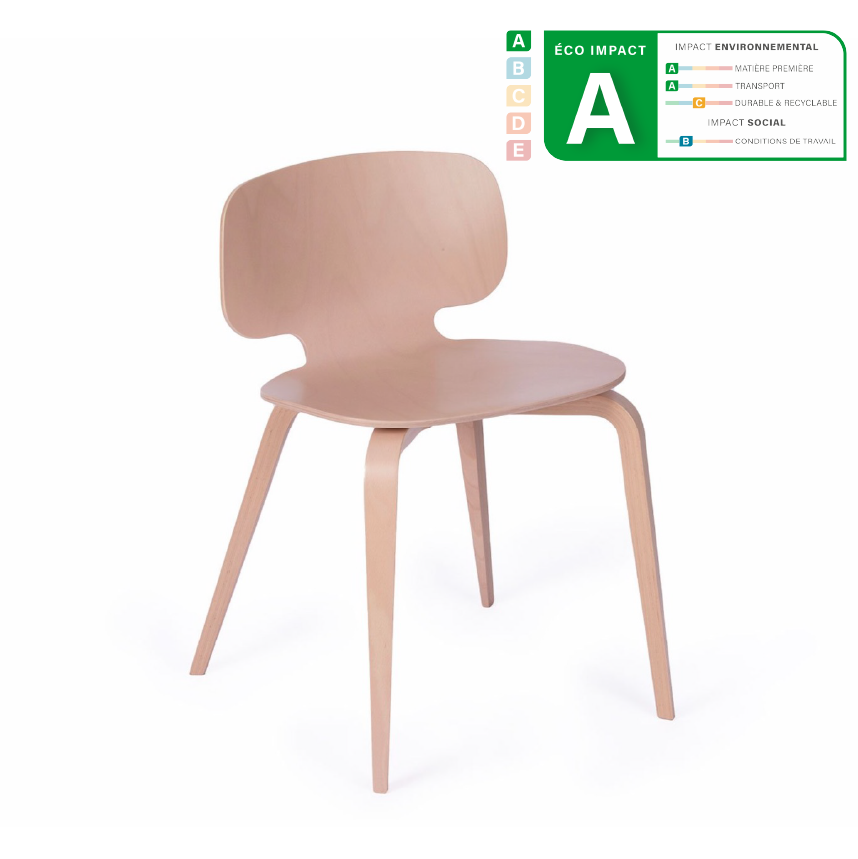 Chaise H10 x Margaux Keller - Hêtre rose pastel