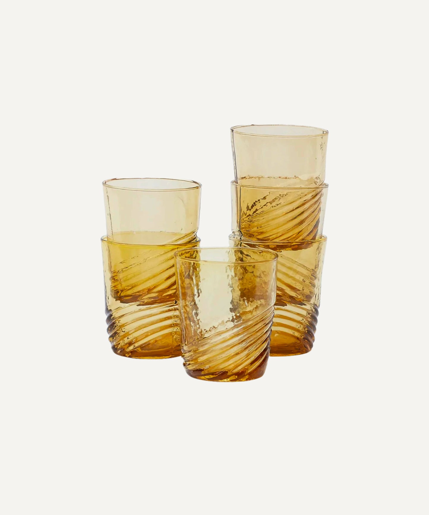 Verres à eau recyclés "Tourbillon" - Curry 6 pièces