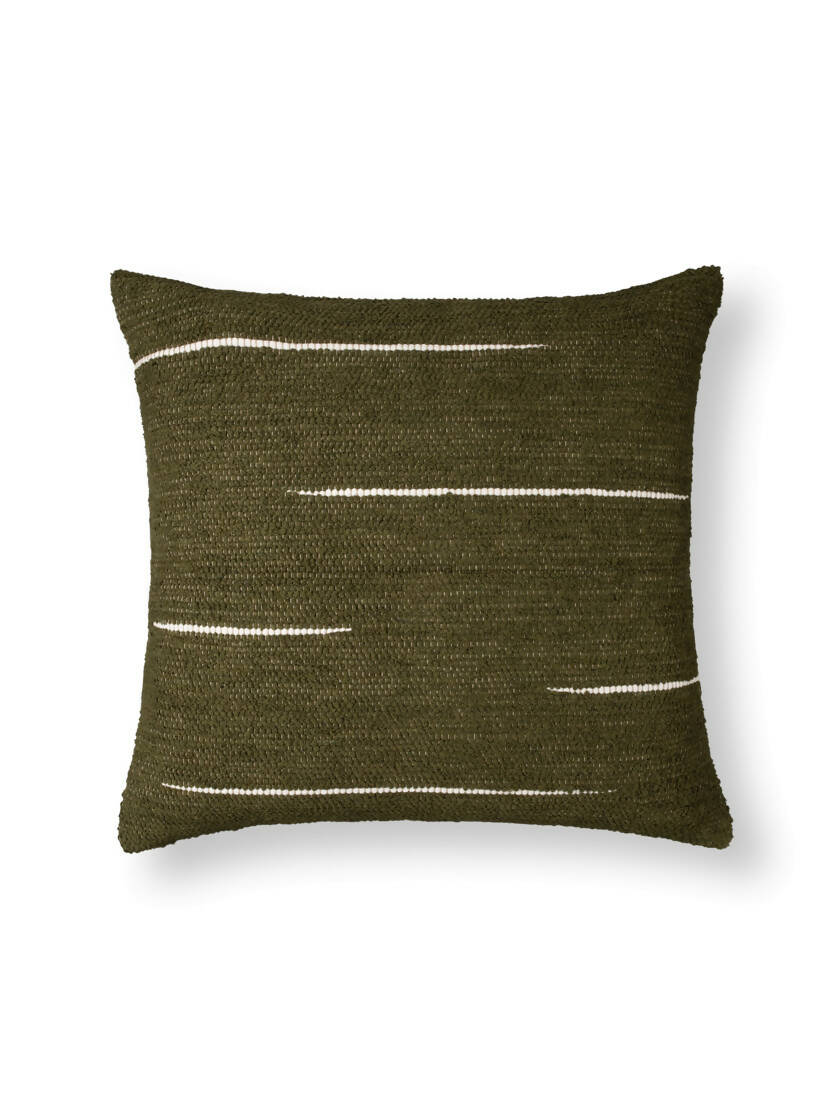 Coussin coton upcyclé "Comporta" - Kaki&blanc