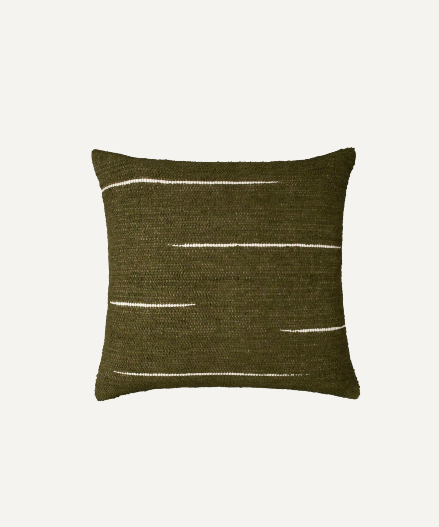 Coussin coton upcyclé "Comporta" - Kaki&blanc