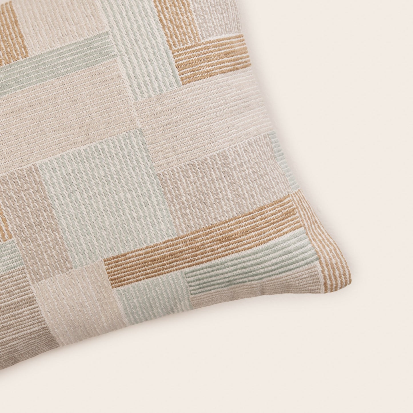 Housse de coussin ELIASS naturels et céladon