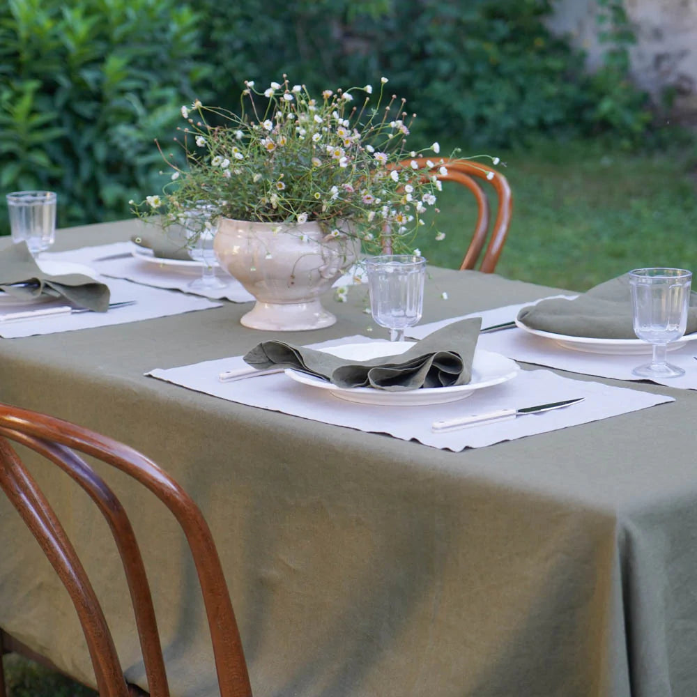 Nappe en lin lavé - Olive