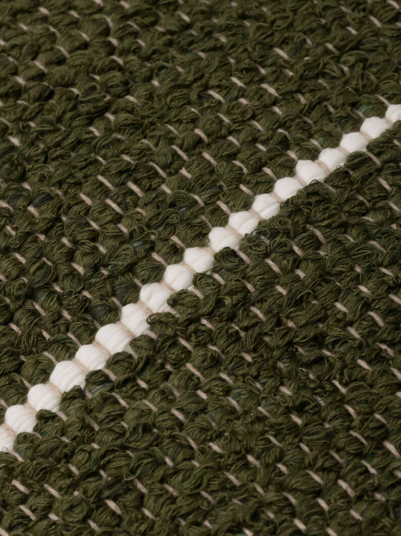 Coussin coton upcyclé "Comporta" - Kaki&blanc