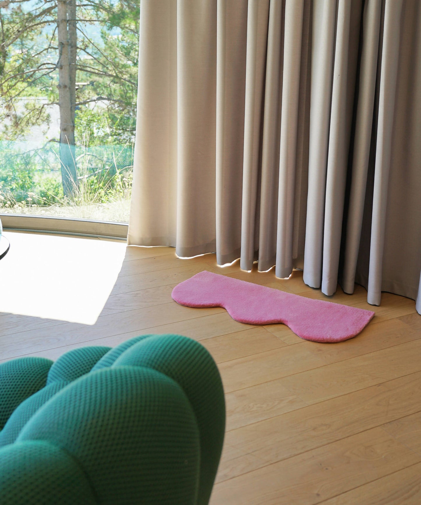 Tapis 100% laine Vague - Rose