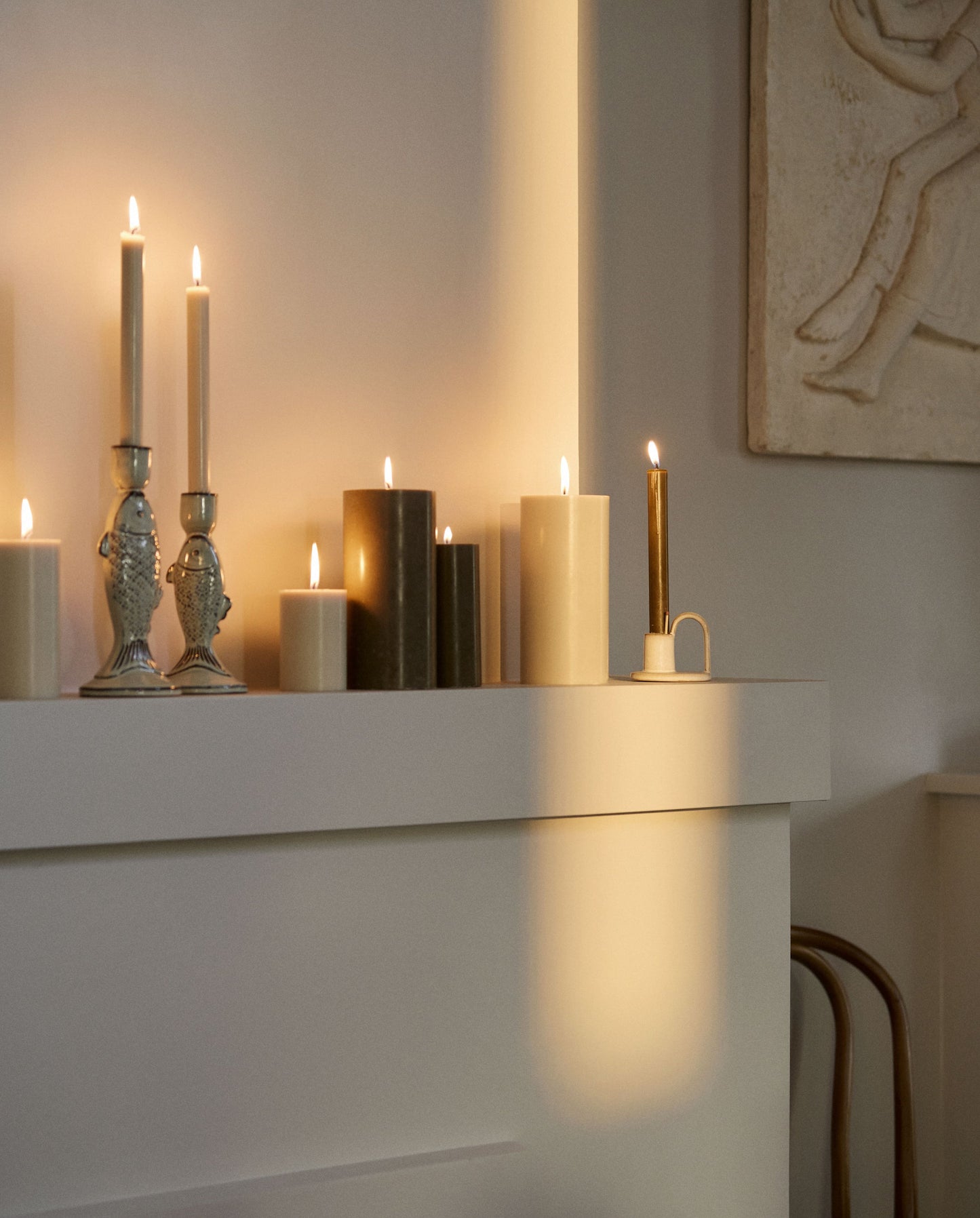 BOUGIE, grande, ensemble de 4 - beige