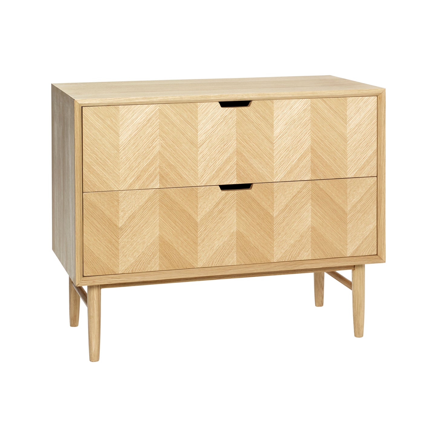 Commode Herringbone à chevrons en bois de chêne Naturel