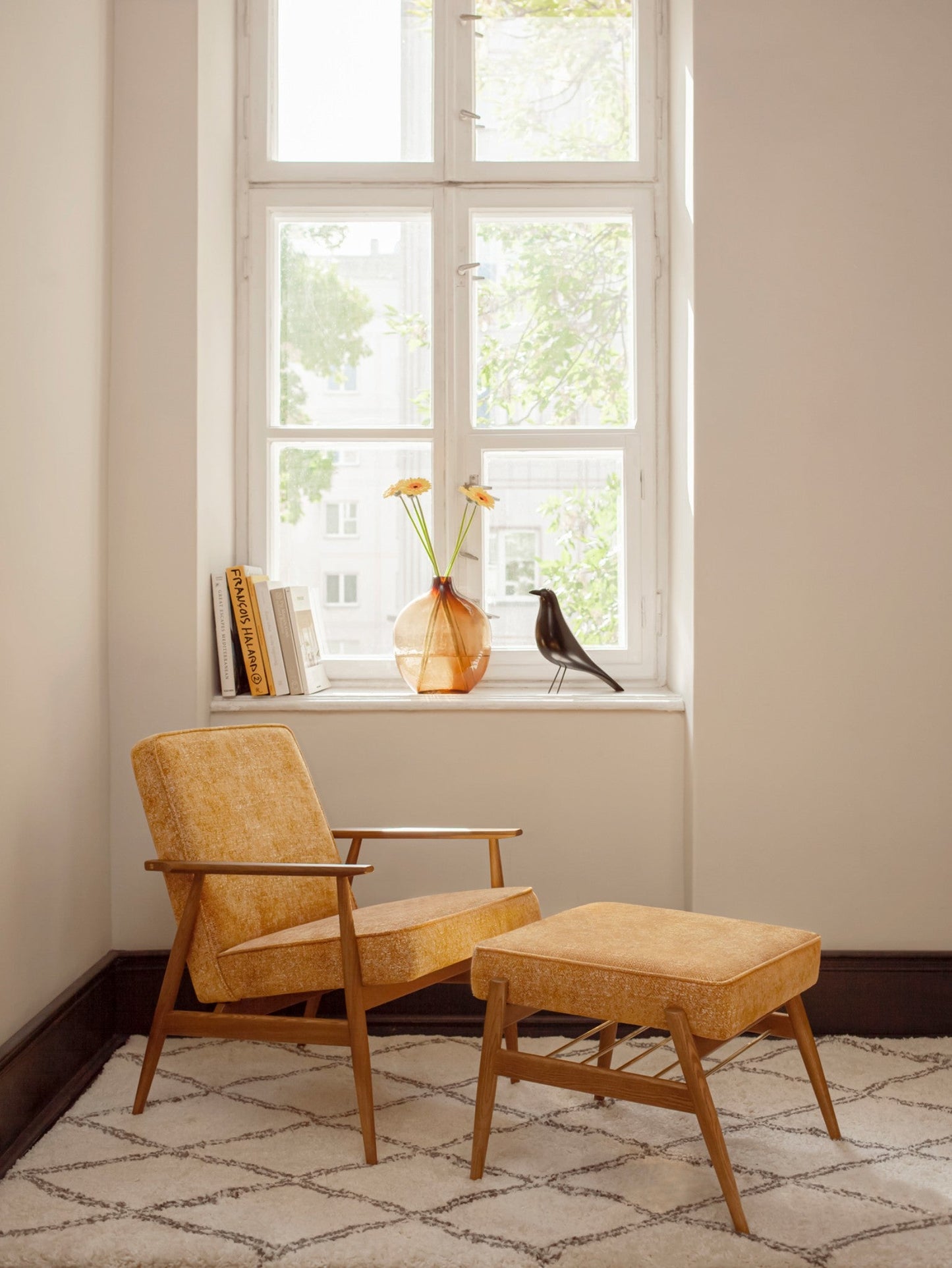 Fox Footrest in Boucle Mustard