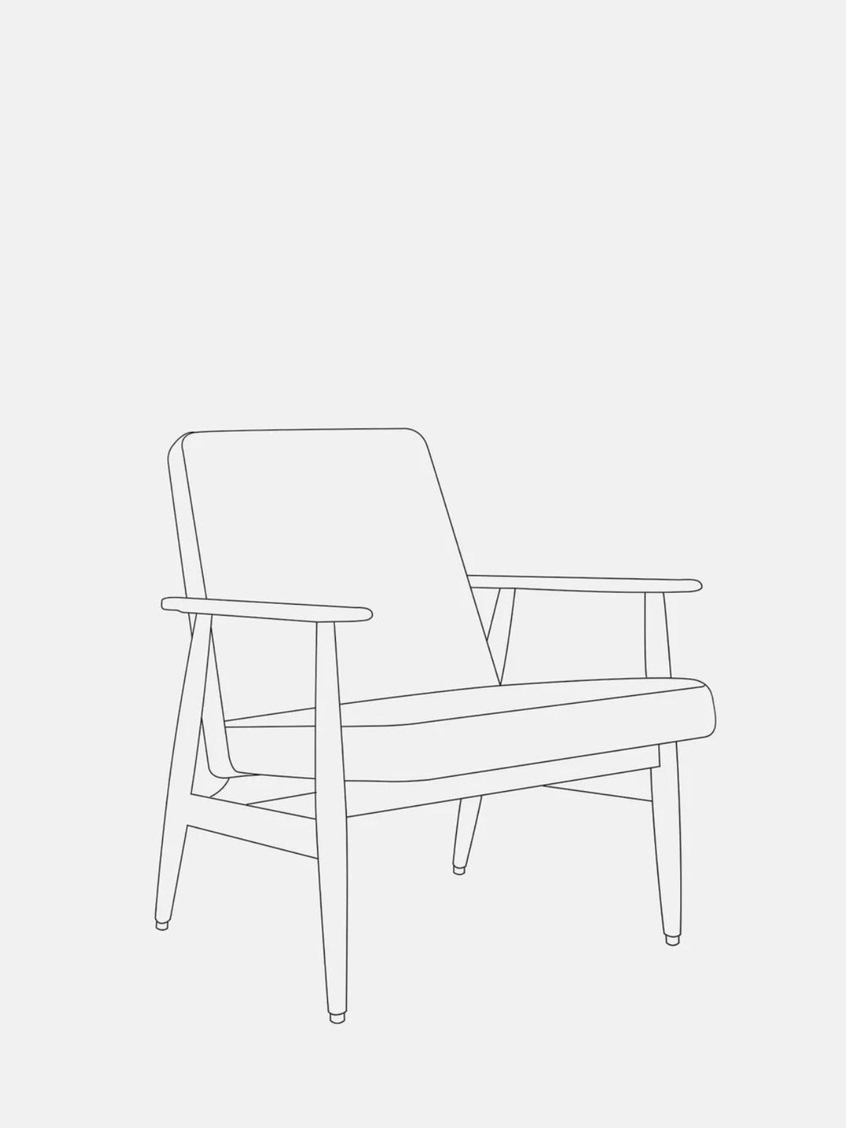 Fauteuil en bois de frêne et en tissu bouclette, Fox